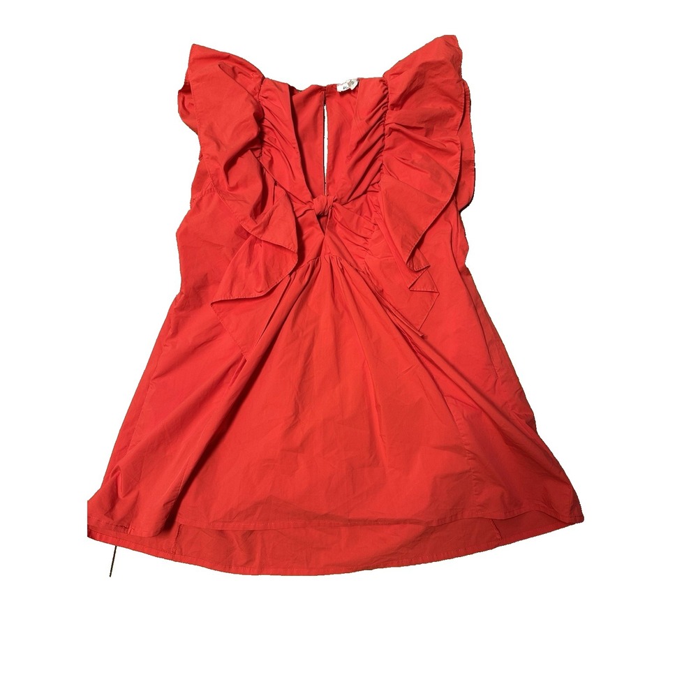 Blue Tassel Women's Size Petite Medium Red Flutter Sleeve Dress